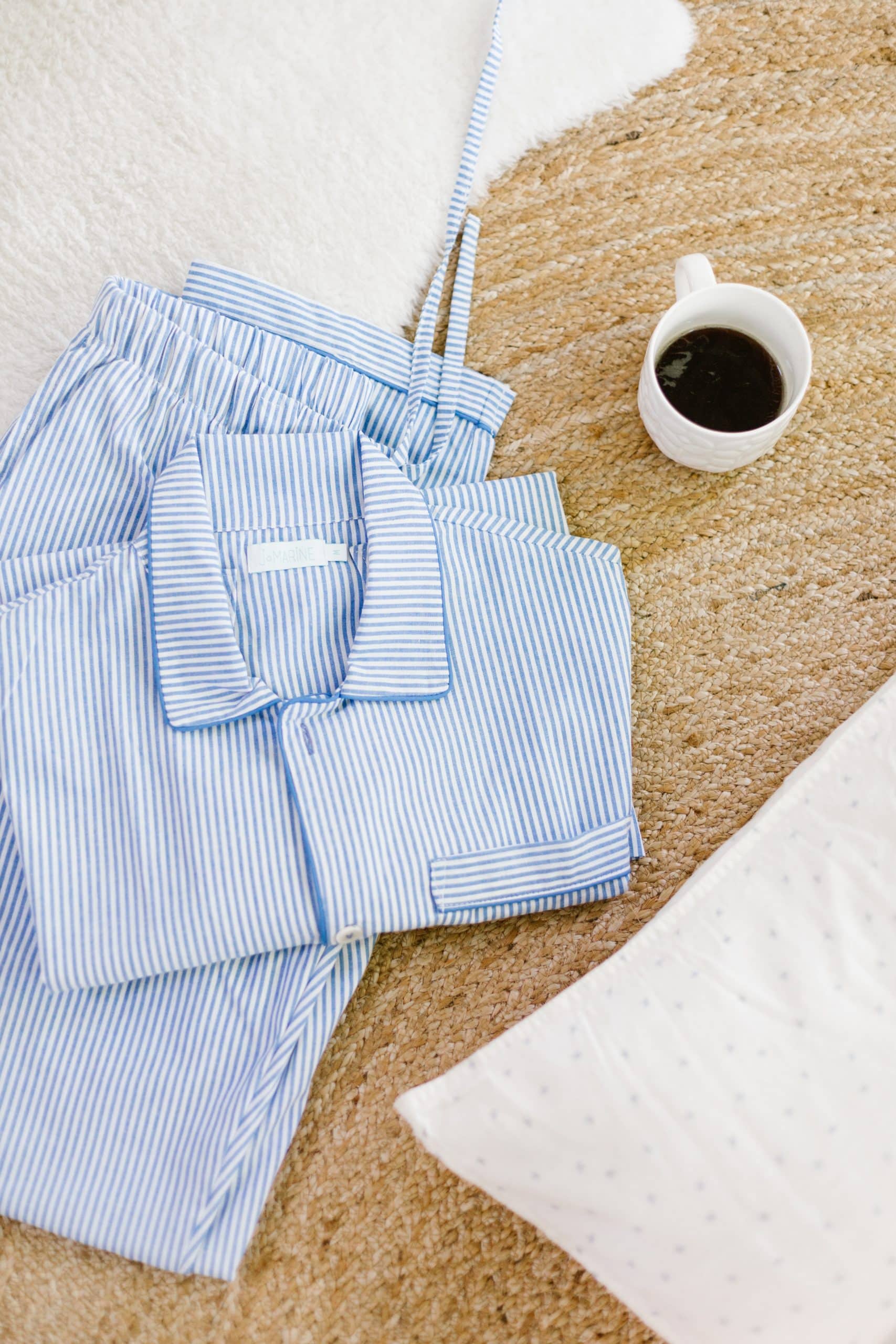 Pyjama mixte à rayures bleu et blanches - 100% coton - OEKO tex